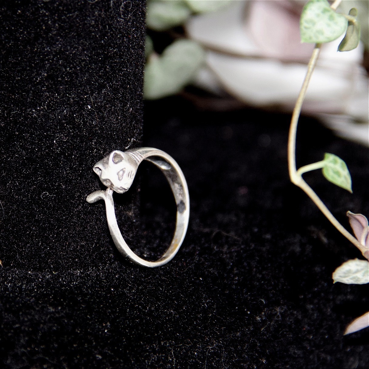 Siamese Cat Wrap Ring 925 Sterling Silver Feline Animal Jewelry Size 6